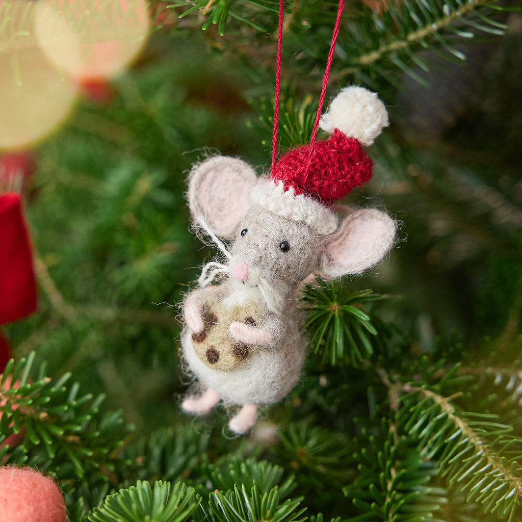 Santa Mouse Cookie Ornament