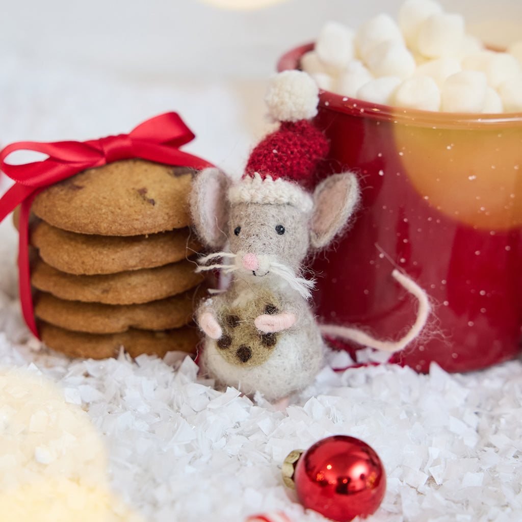 Santa Mouse Cookie Ornament