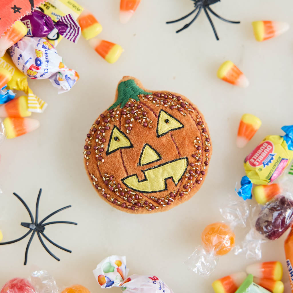Jack O'Lantern Beaded Ornament