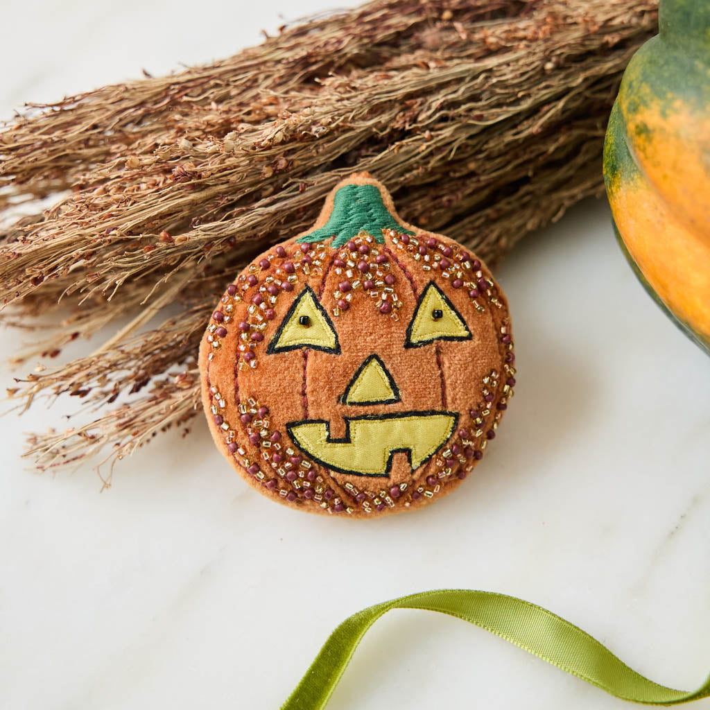 Jack O'Lantern Beaded Ornament