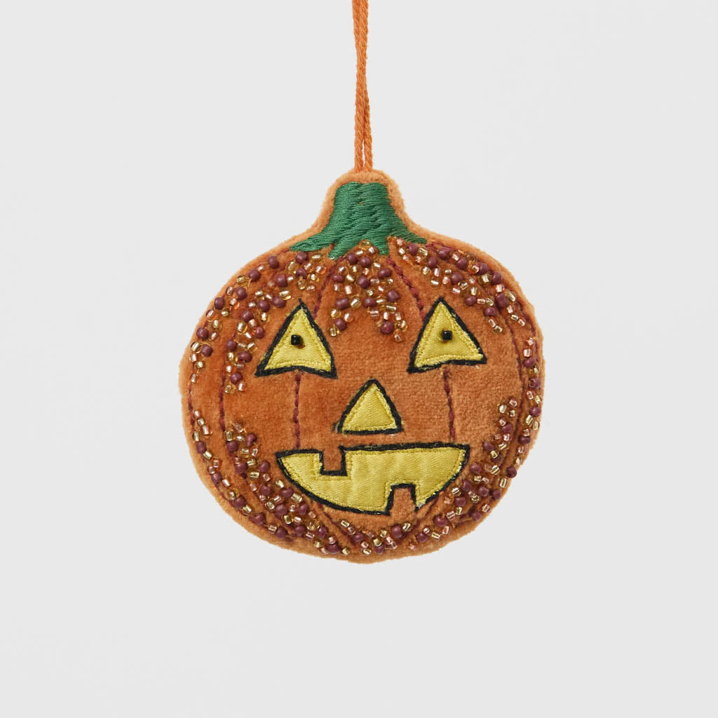 Jack O'Lantern Beaded Ornament