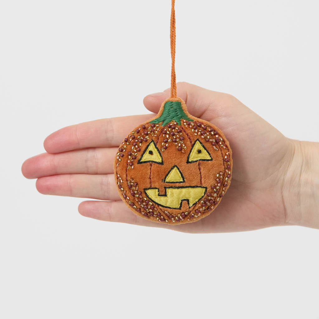 Jack O'Lantern Beaded Ornament
