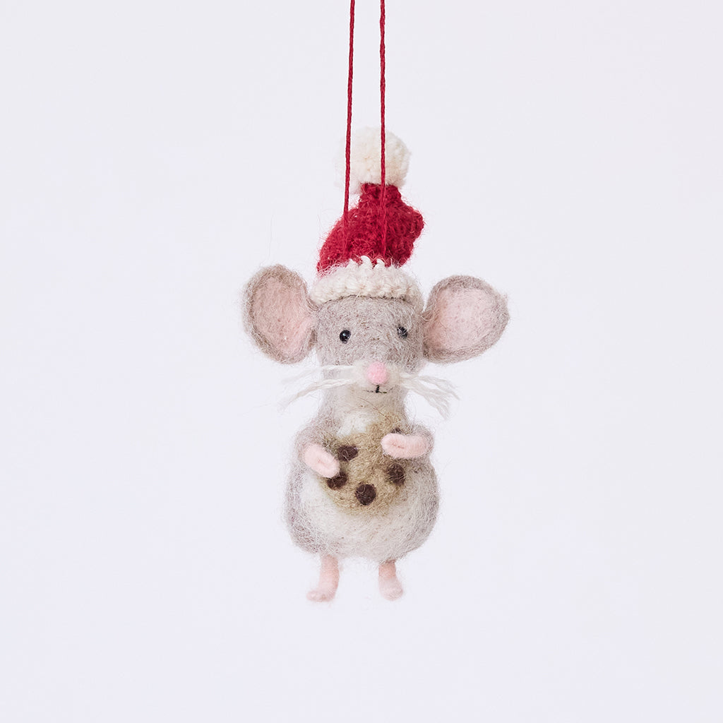 Santa Mouse Cookie Ornament