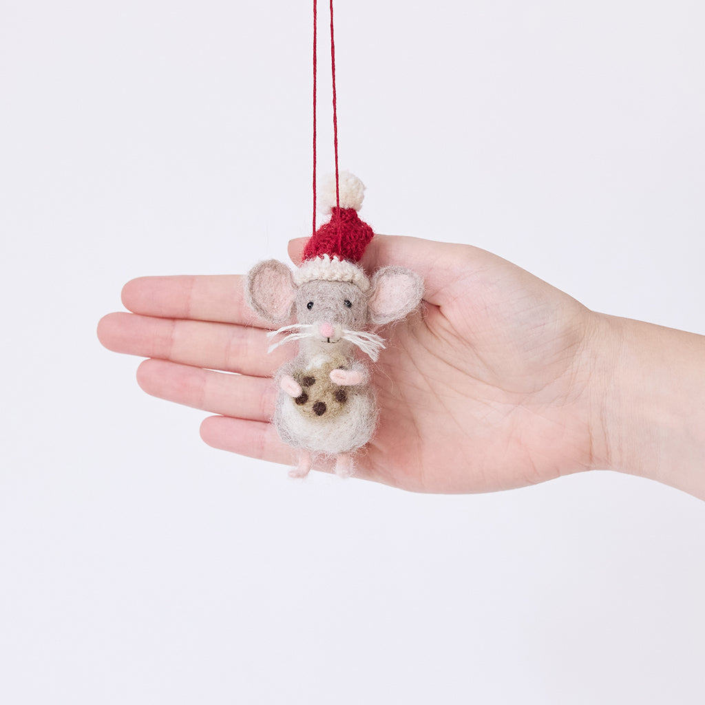 Santa Mouse Cookie Ornament